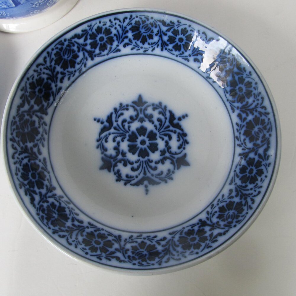Opaque Luneville France Flow Blue Bowl Antique Flow Blue China la Chine Frnch